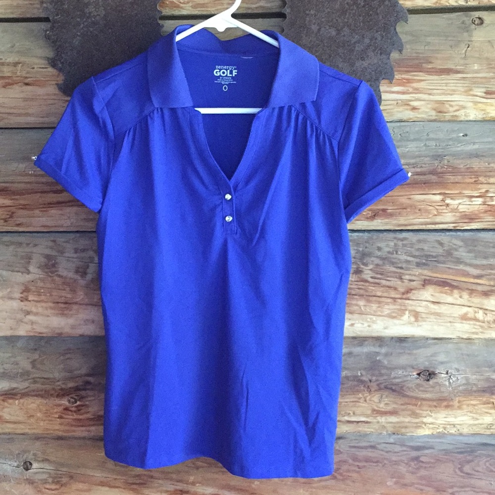 Chico’s blue short sleeve golf tee Size 0